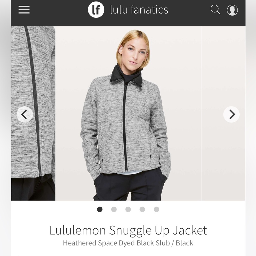 Lululemon Snuggle Up Jacket Size 2 Heathered Black Space Dyed EUC